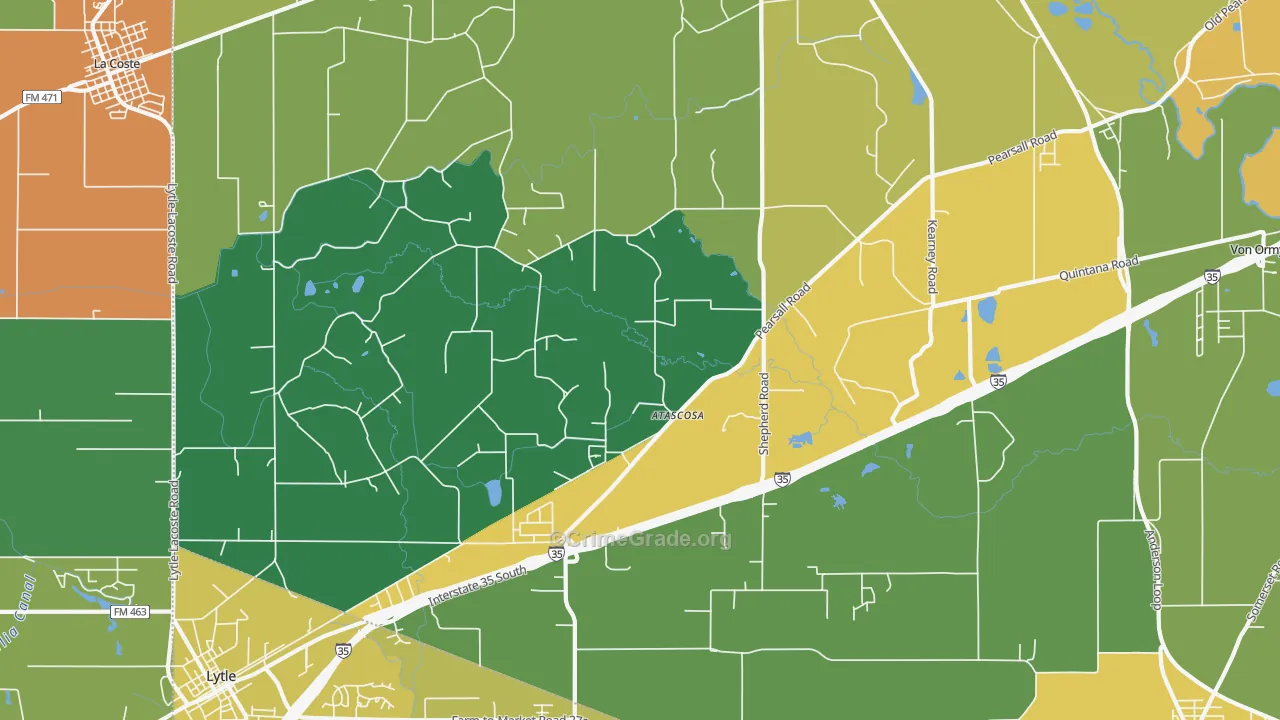 Atascosa, TX Map of Vandalism Rates