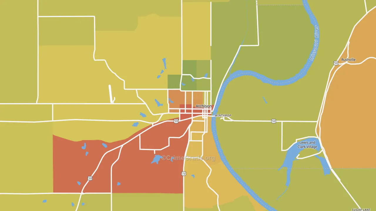 Atchison, KS Map of Vandalism Rates