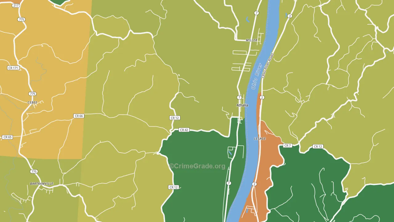 Athalia, OH Map of Vandalism Rates