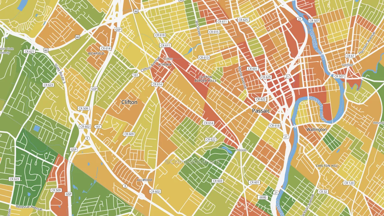 Athenia, Clifton, NJ Map of Vandalism Rates