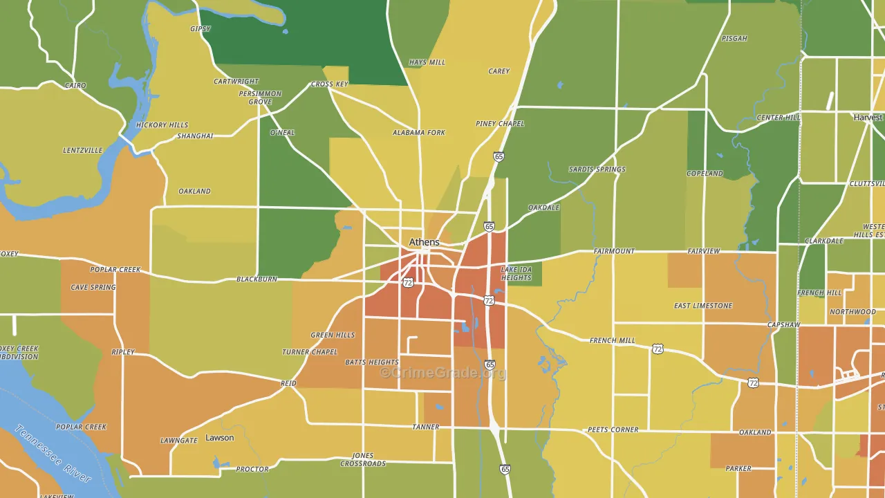 Athens, AL Map of Vandalism Rates