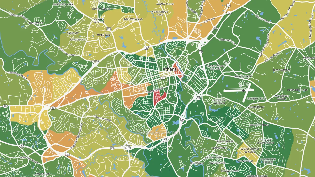 Athens, GA Map of Vandalism Rates