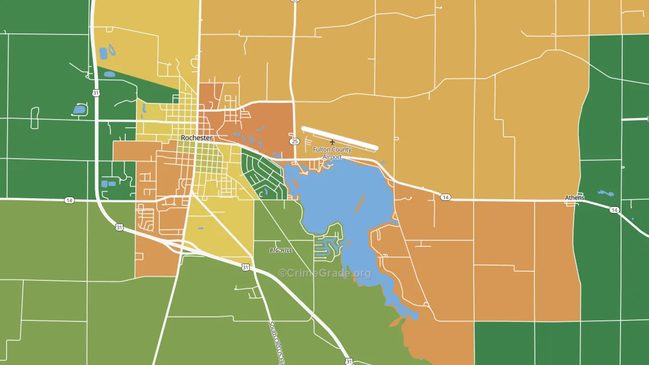 Athens, IN Map of Vandalism Rates