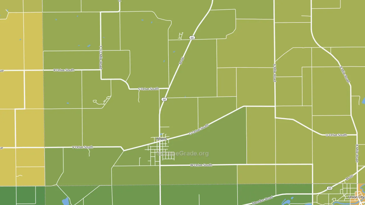 Athens, MI Map of Vandalism Rates