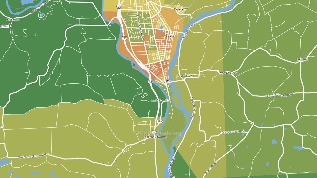 Athens, PA Map of Vandalism Rates