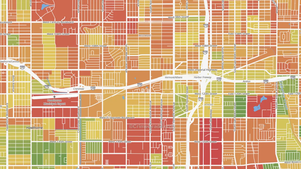 Athens, West Athens, CA Map of Vandalism Rates
