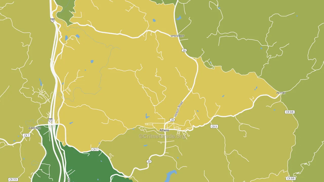Athens, WV Map of Vandalism Rates