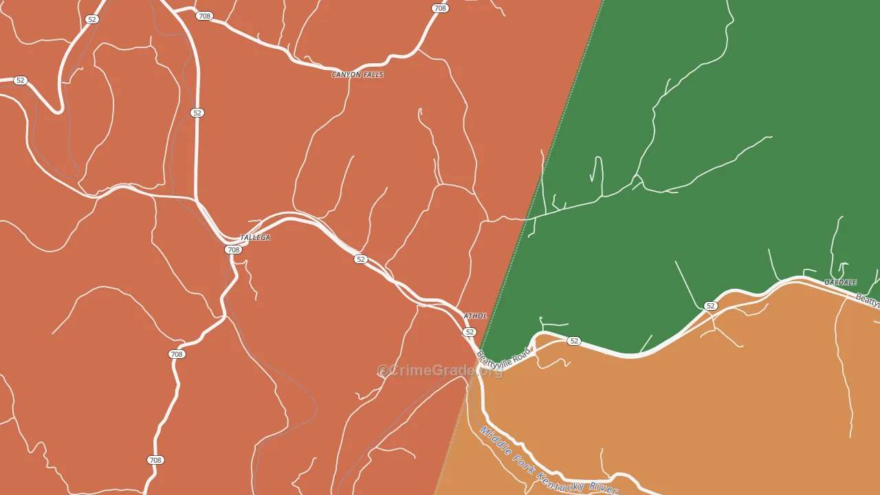 Athol, KY Map of Vandalism Rates