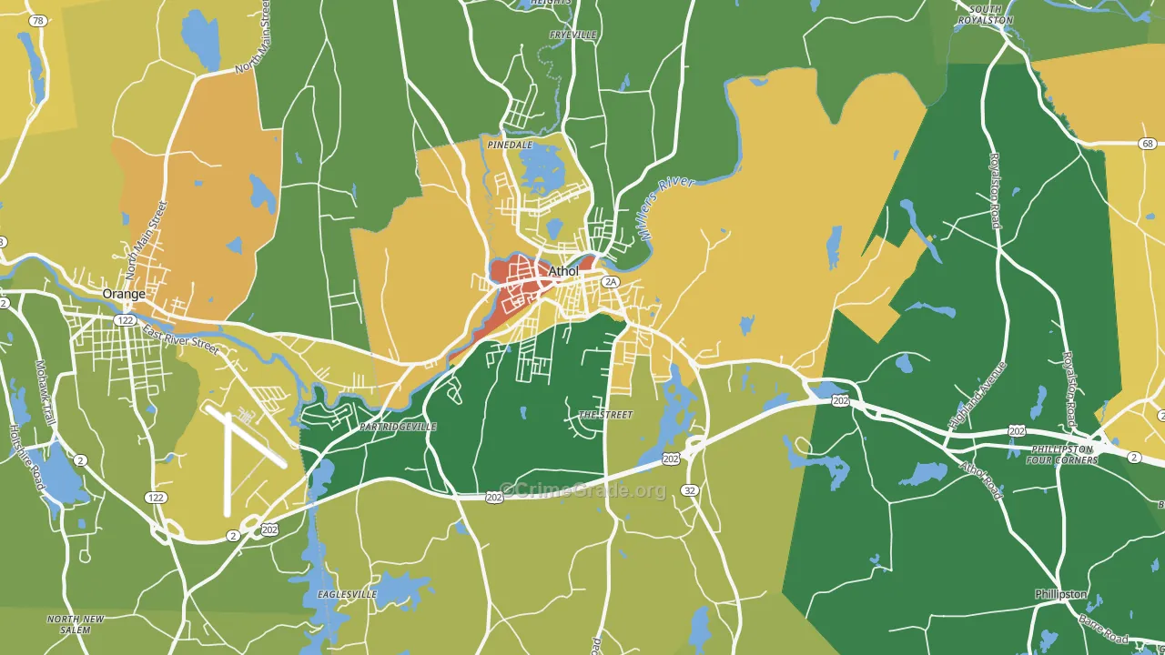 Athol, MA Map of Vandalism Rates