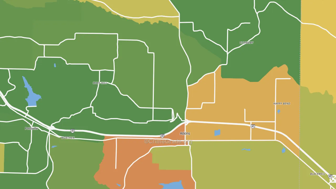 Atkins, AR Map of Vandalism Rates