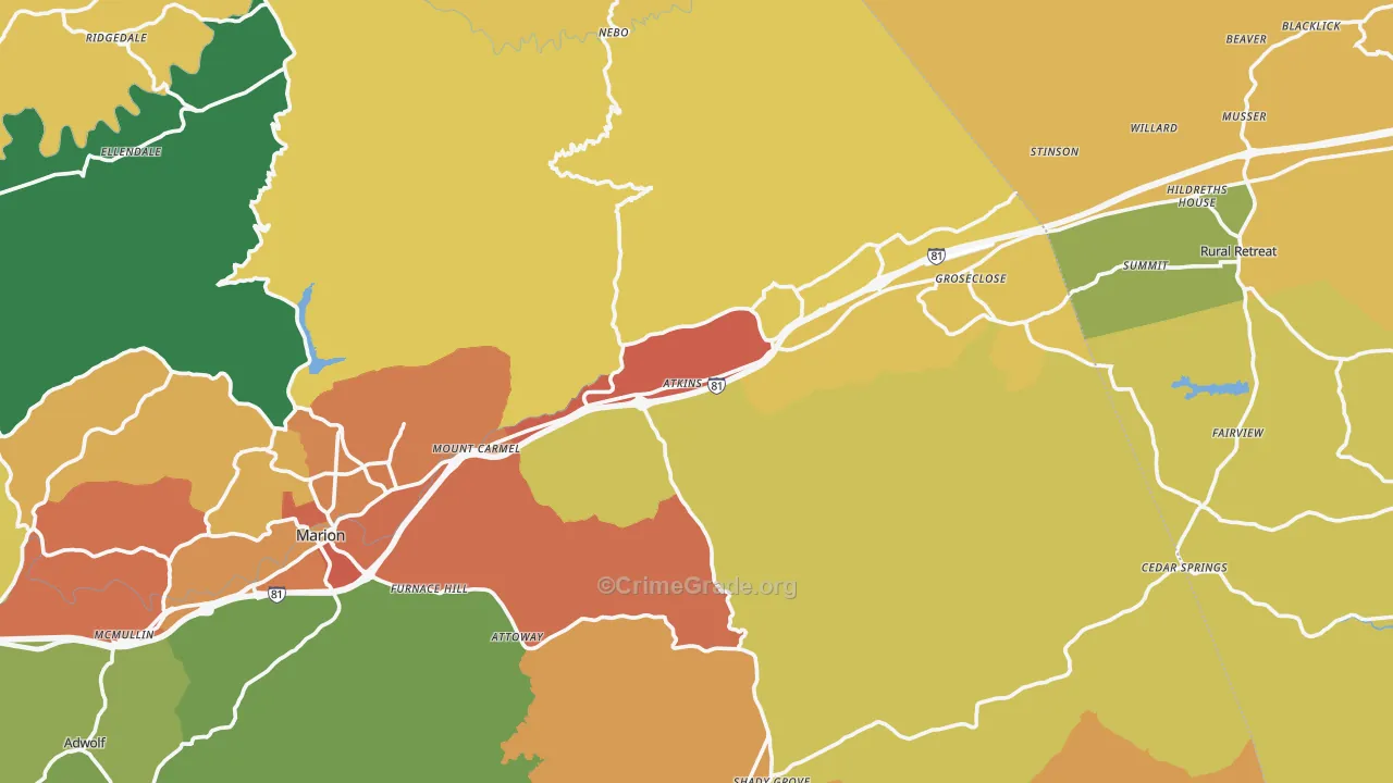 Atkins, VA Map of Vandalism Rates