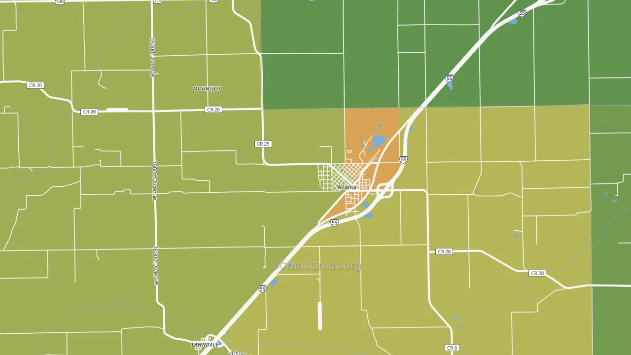 Atlanta, IL Map of Vandalism Rates