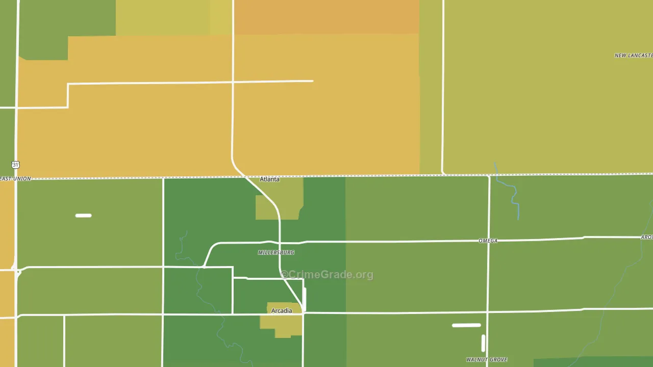Atlanta, IN Map of Vandalism Rates