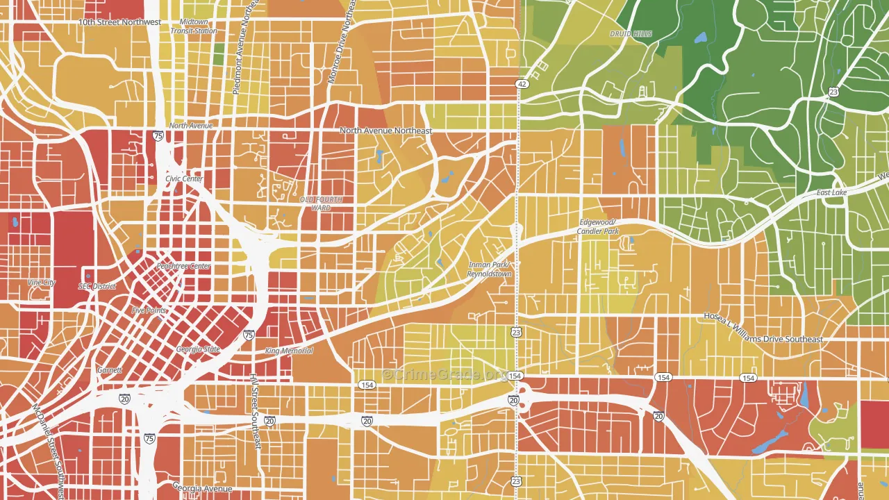 Atlanta-Inman Park, Atlanta, GA Map of Vandalism Rates