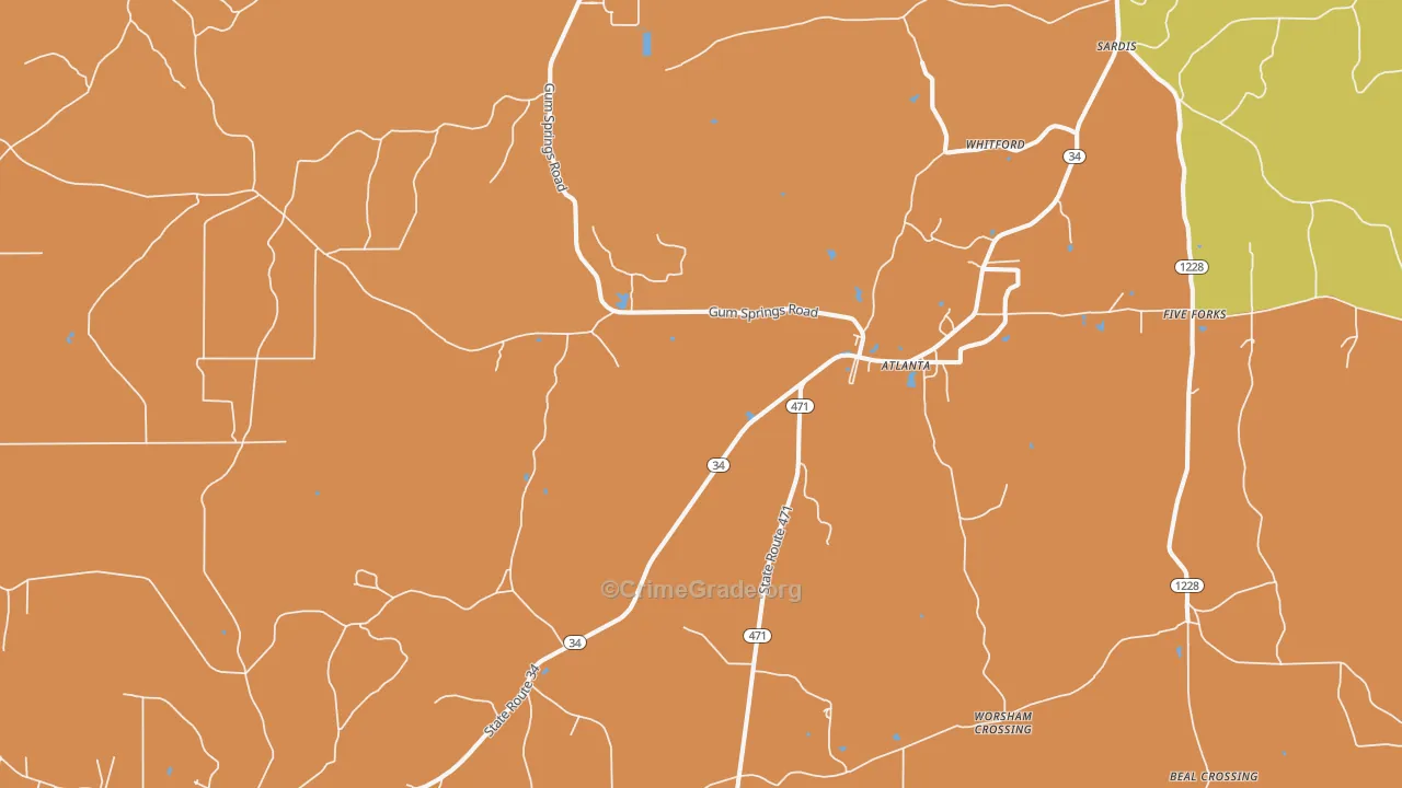 Atlanta, LA Map of Vandalism Rates