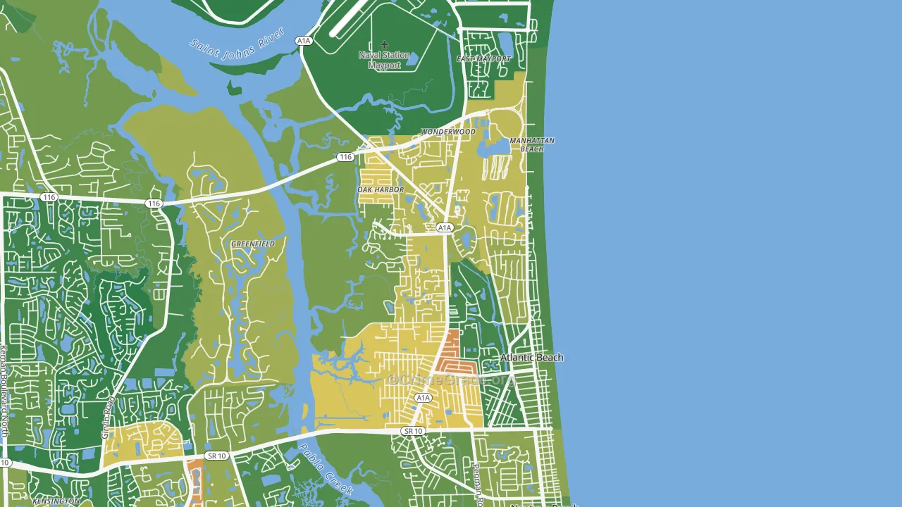 Atlantic Beach, FL Map of Vandalism Rates