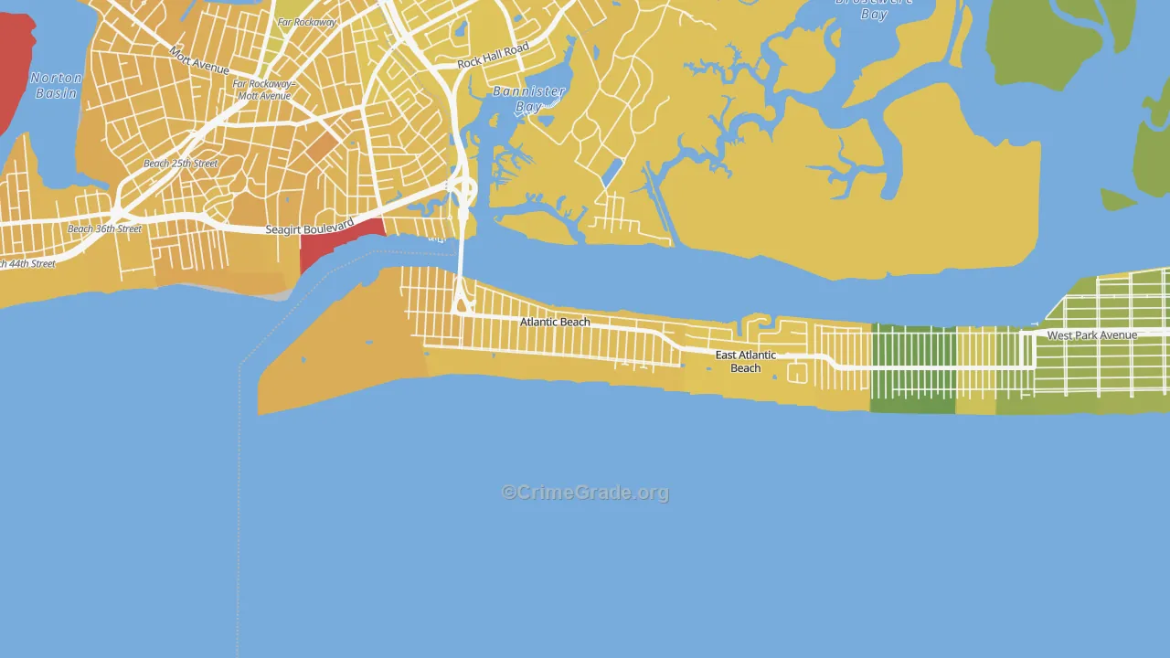 Atlantic Beach, NY Map of Vandalism Rates
