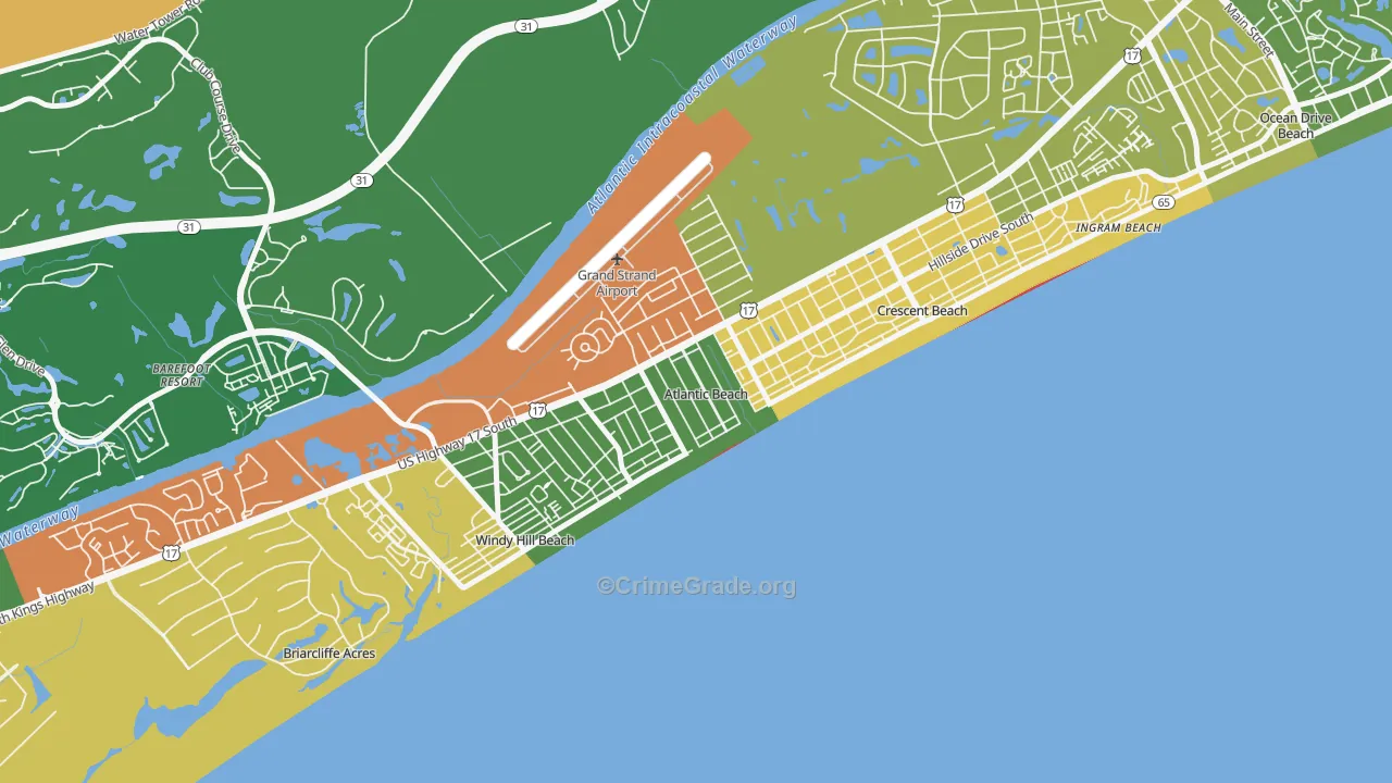 Atlantic Beach, SC Map of Vandalism Rates