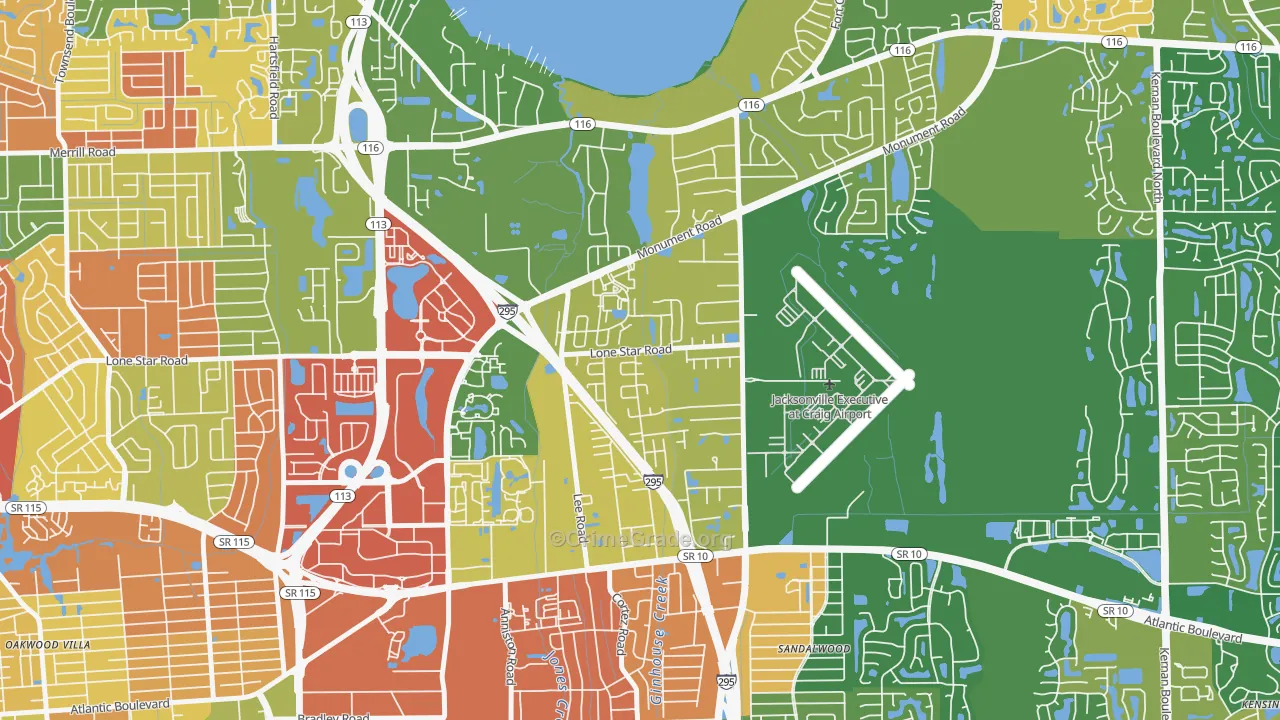 Atlantic Boulevard Estates, Jacksonville, FL Map of Vandalism Rates