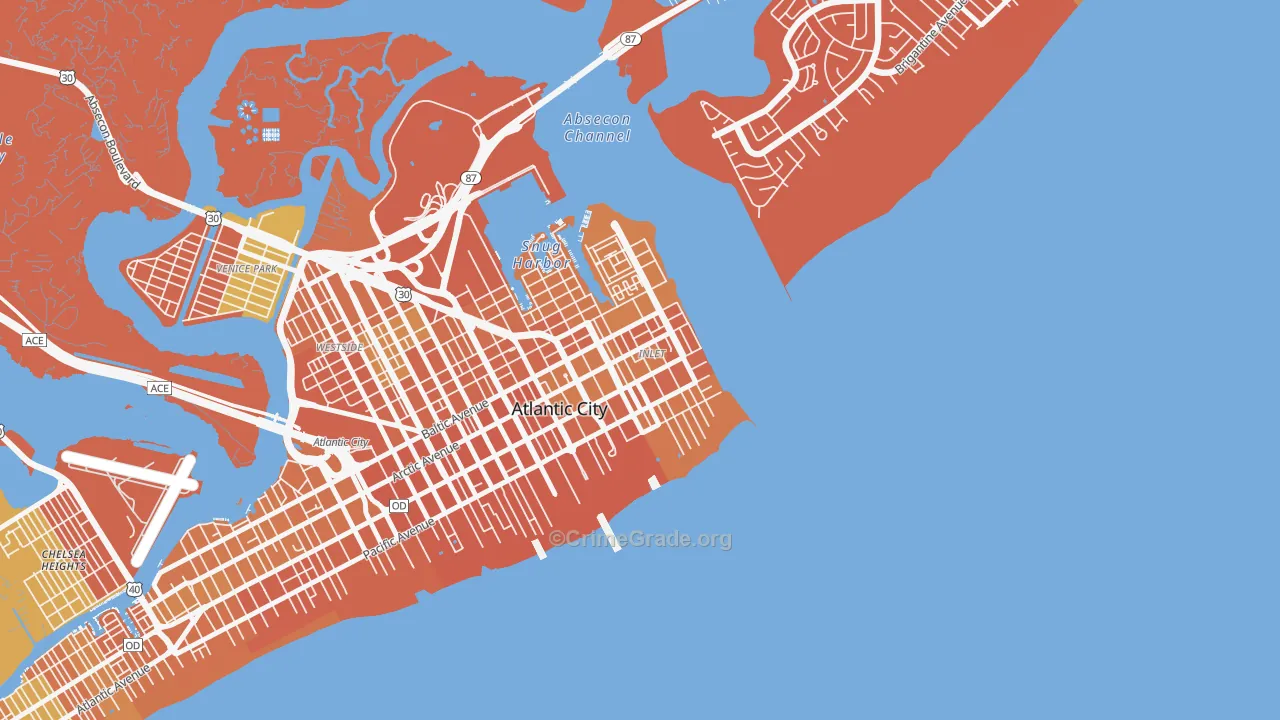 Atlantic City Inlet, Atlantic City, NJ Map of Vandalism Rates