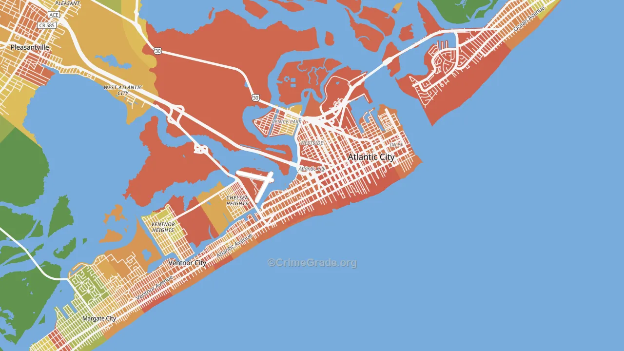 Atlantic City, NJ Map of Vandalism Rates