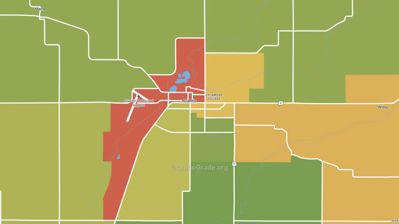 Atlantic, IA Map of Vandalism Rates