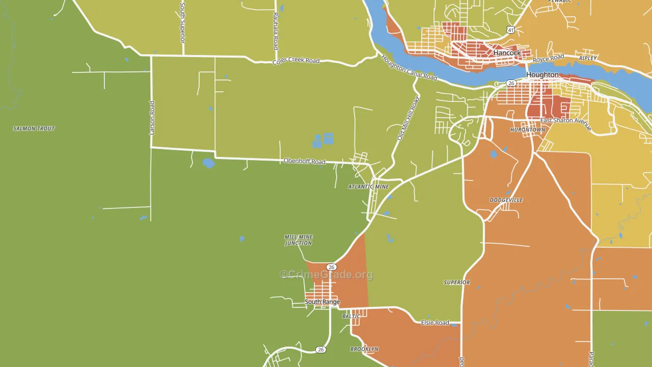 Atlantic Mine, MI Map of Vandalism Rates