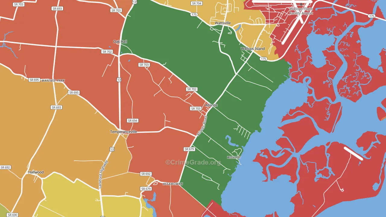 Atlantic, VA Map of Vandalism Rates