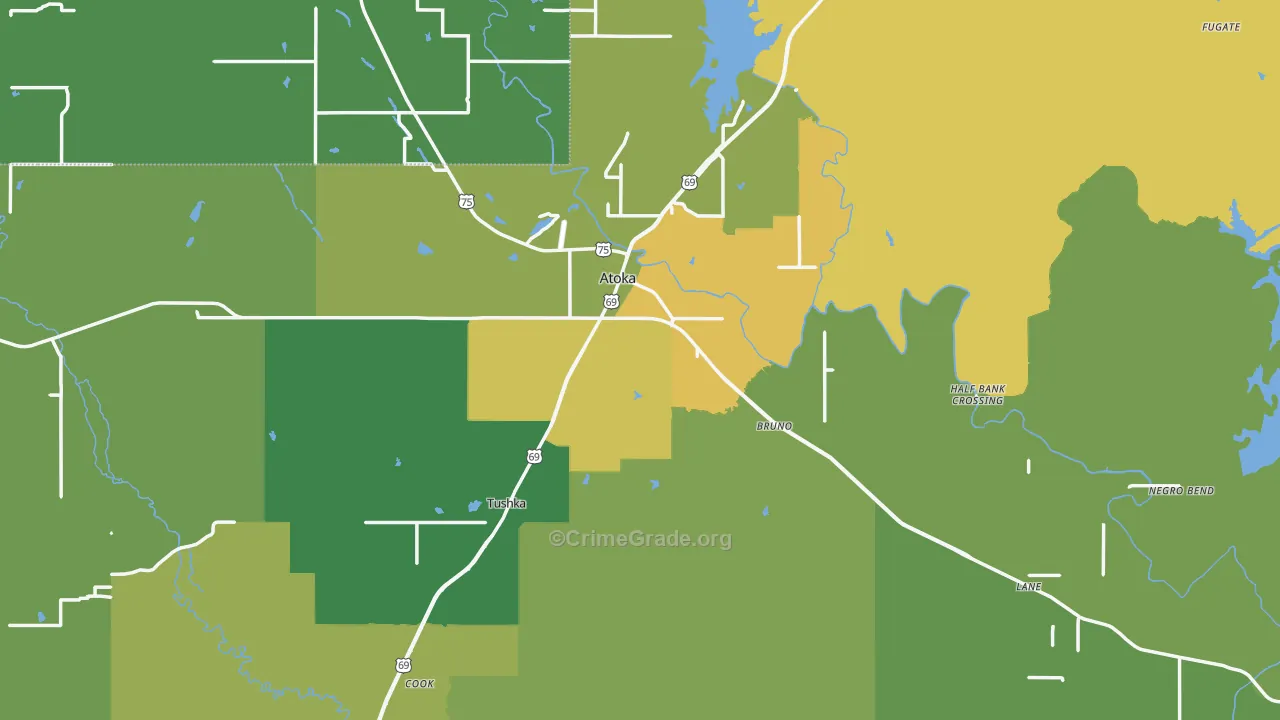 Atoka, OK Map of Vandalism Rates