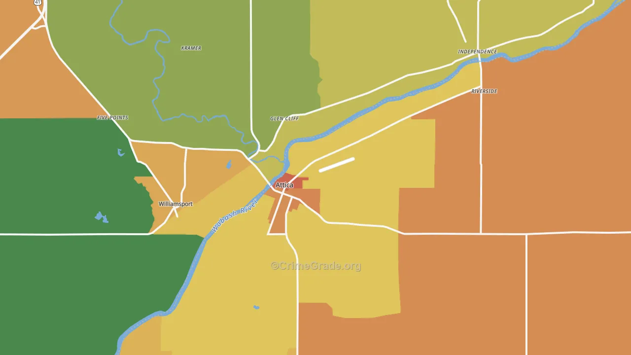 Attica, IN Map of Vandalism Rates