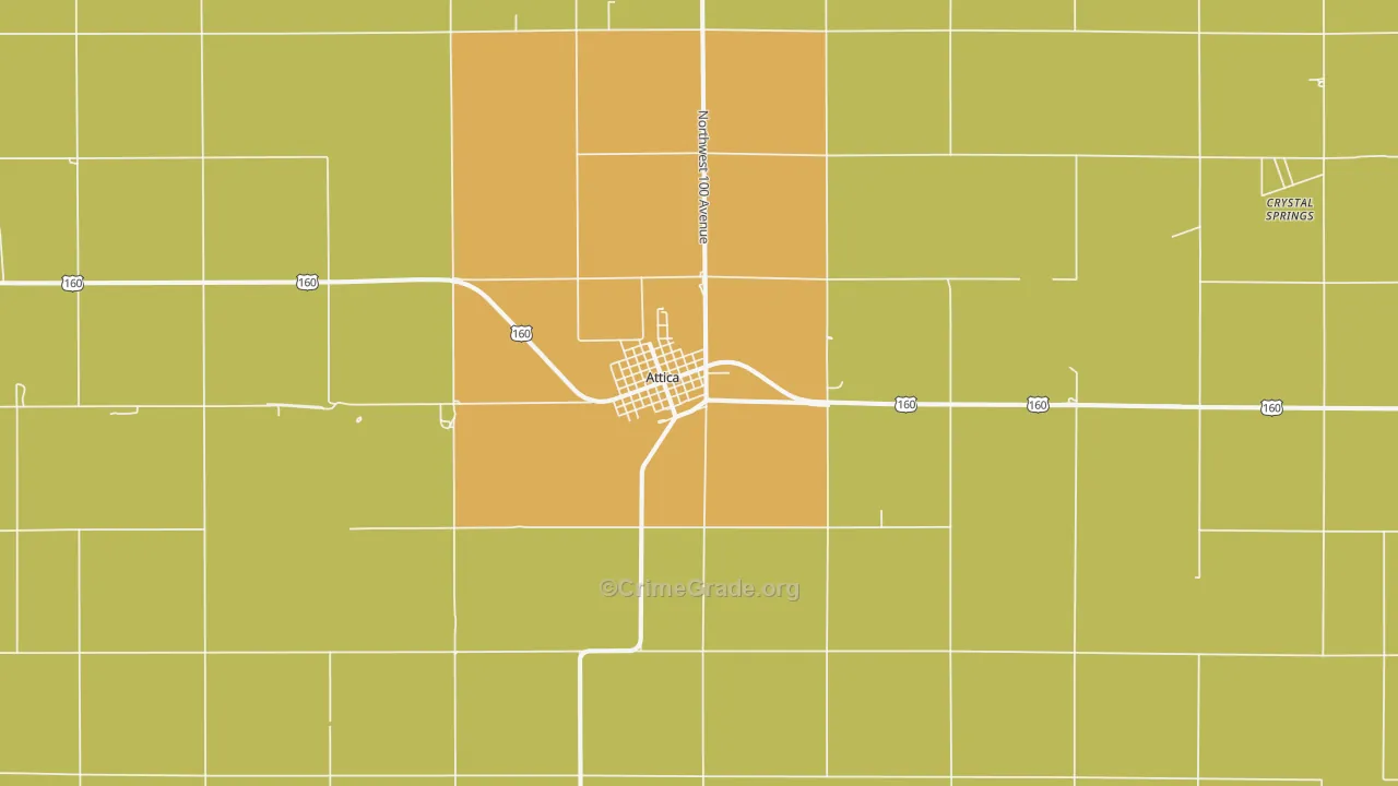 Attica, KS Map of Vandalism Rates