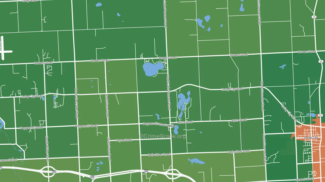 Attica, MI Map of Vandalism Rates