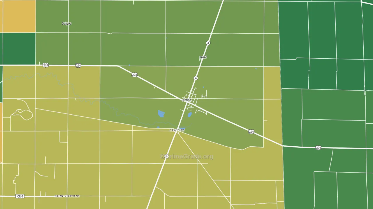 Attica, OH Map of Vandalism Rates