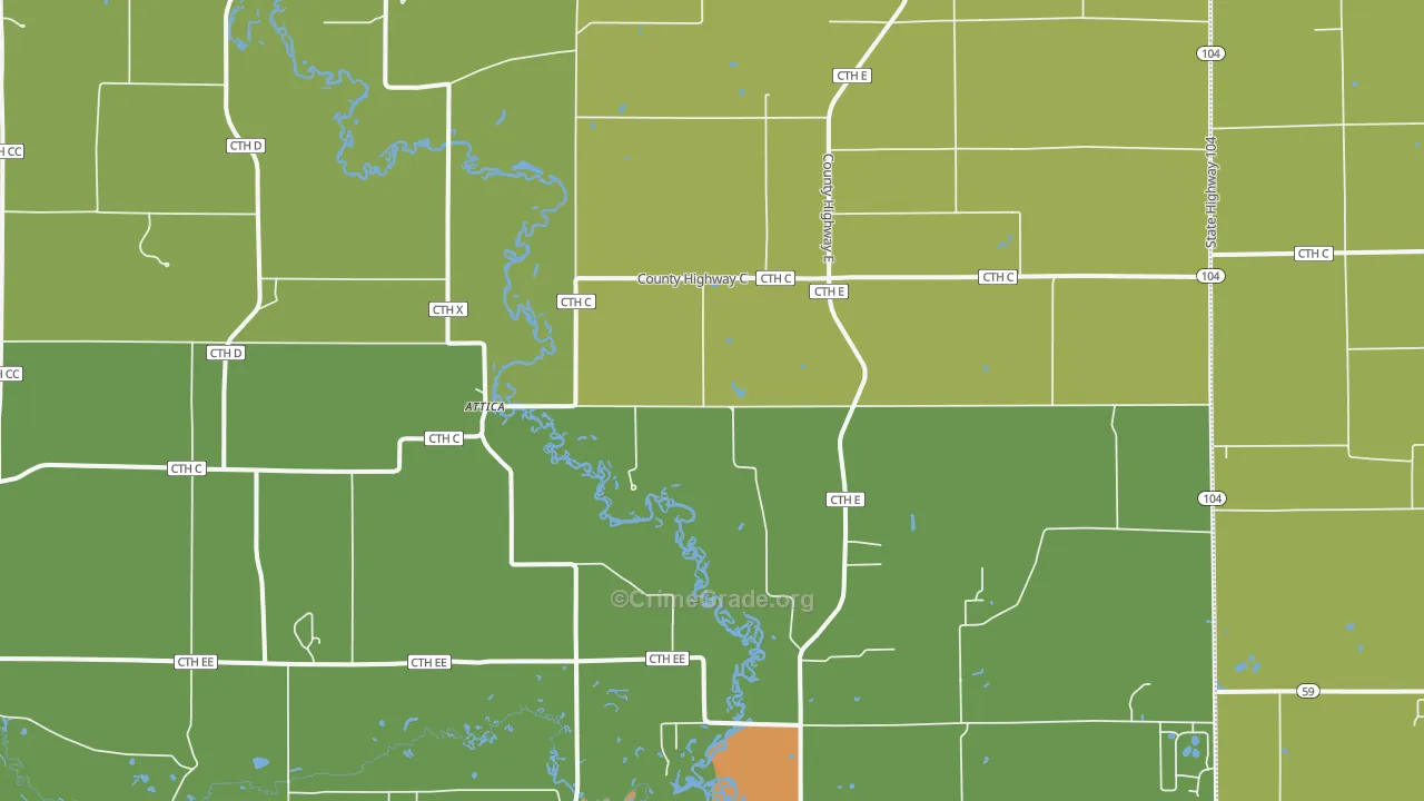 Attica, WI Map of Vandalism Rates