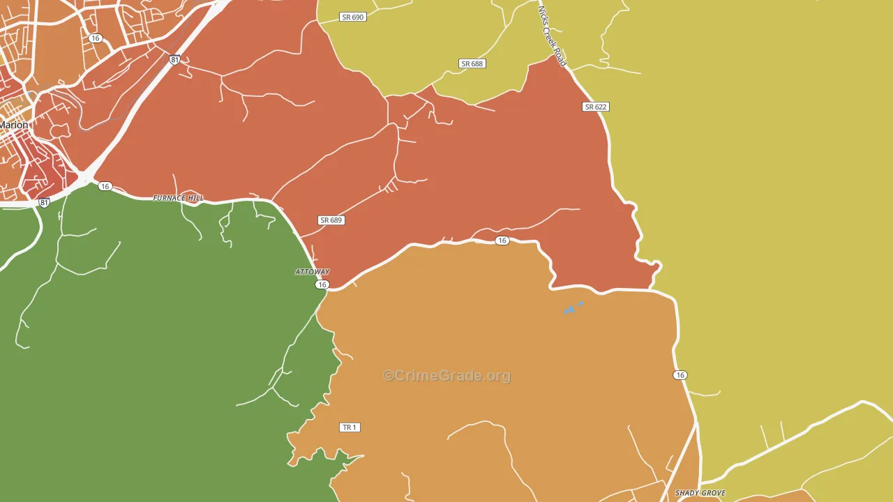 Attoway, VA Map of Vandalism Rates