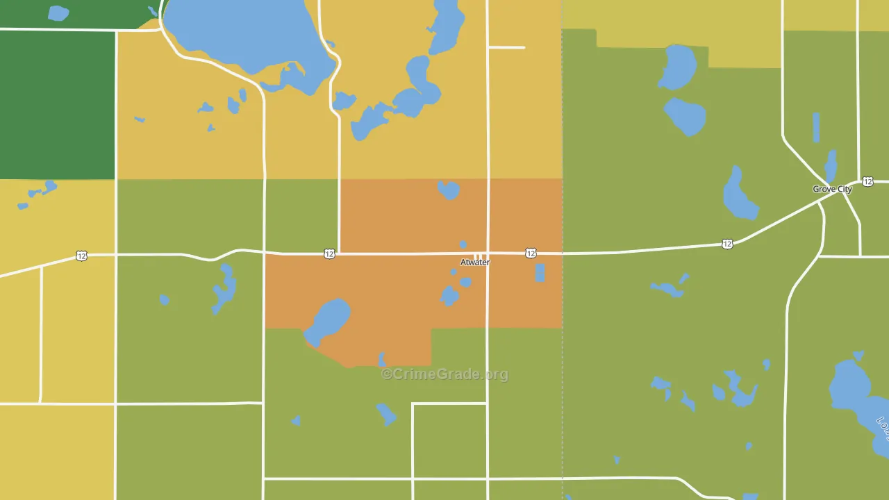 Atwater, MN Map of Vandalism Rates