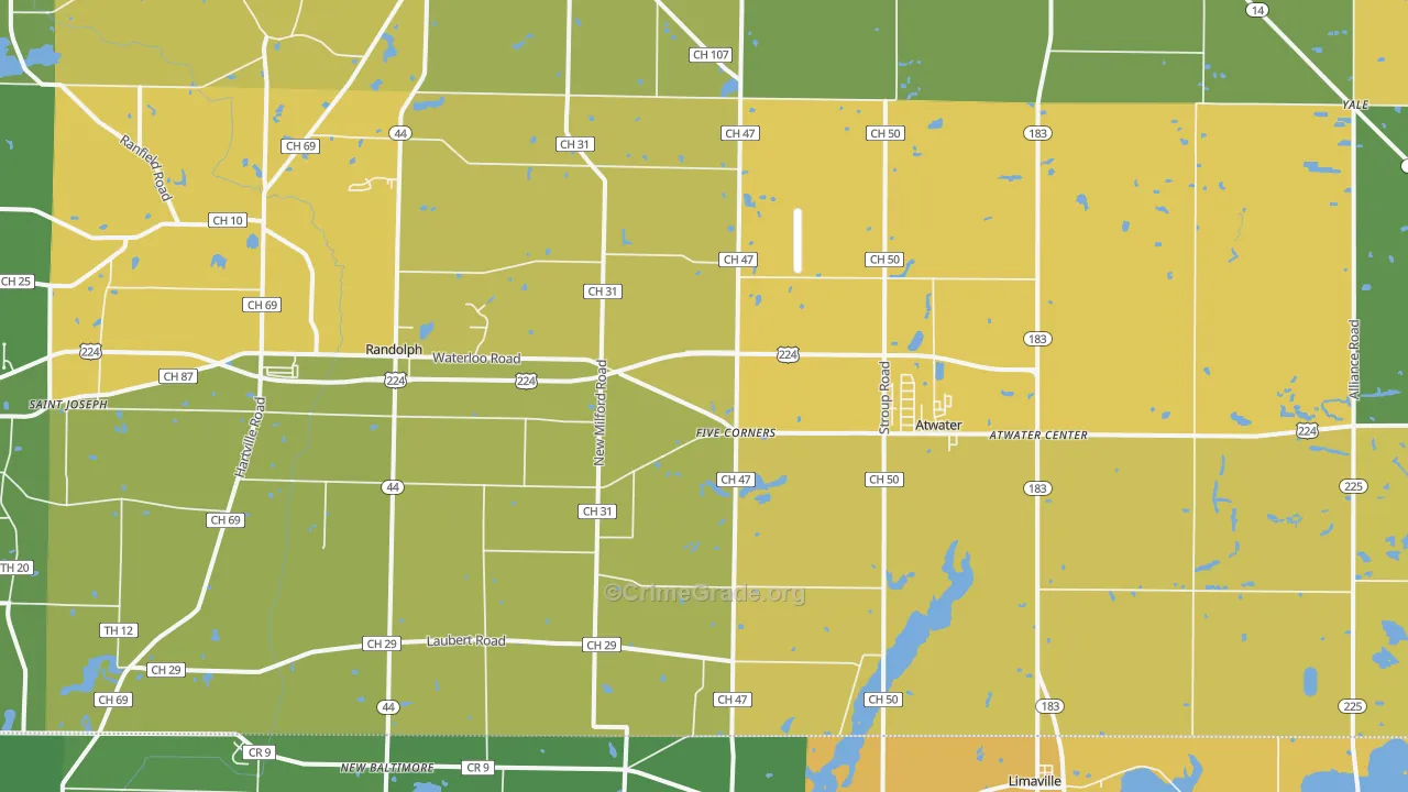 Atwater, OH Map of Vandalism Rates