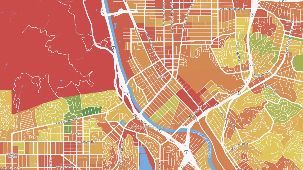 Atwater Village, Los Angeles, CA Map of Vandalism Rates
