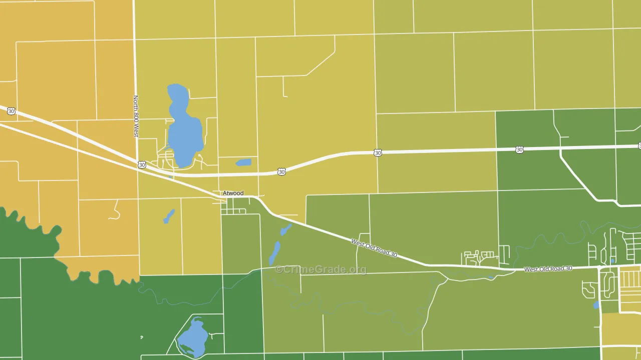 Atwood, IN Map of Vandalism Rates