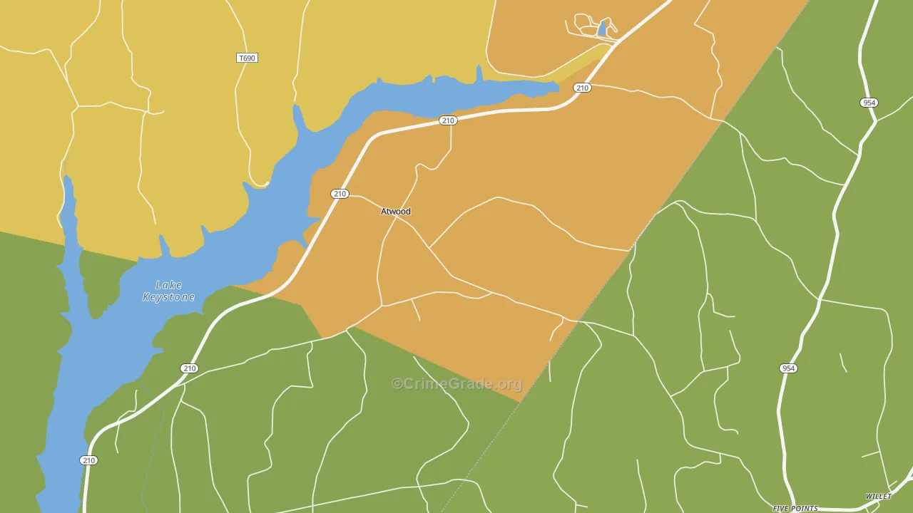 Atwood, PA Map of Vandalism Rates