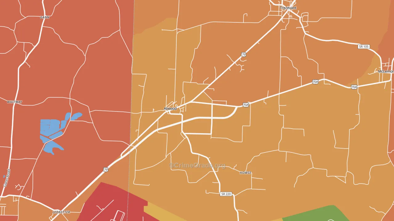 Atwood, TN Map of Vandalism Rates