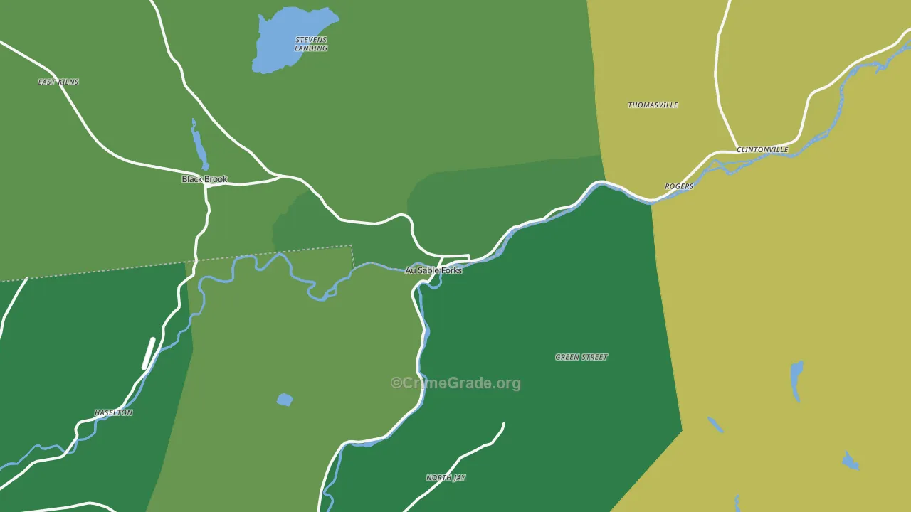 Au Sable Forks, NY Map of Vandalism Rates