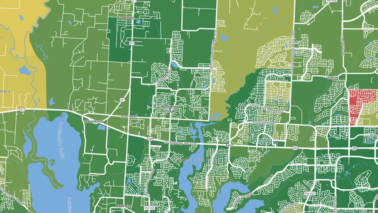 Aubrey, TX Map of Vandalism Rates