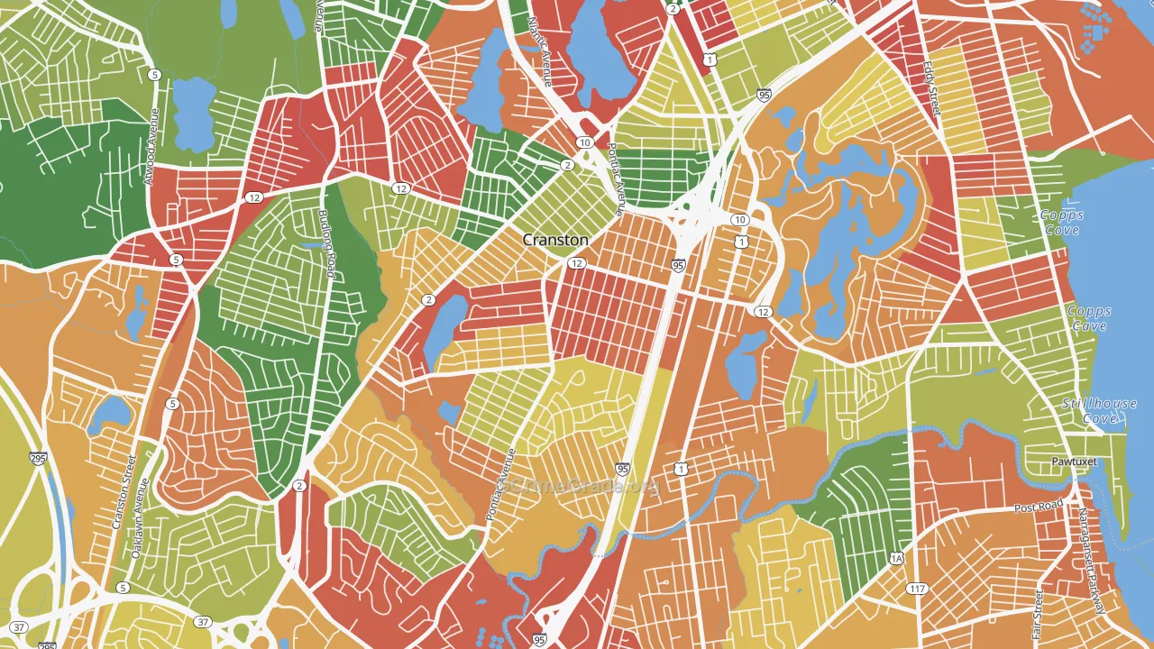 Auburn, Cranston, RI Map of Vandalism Rates
