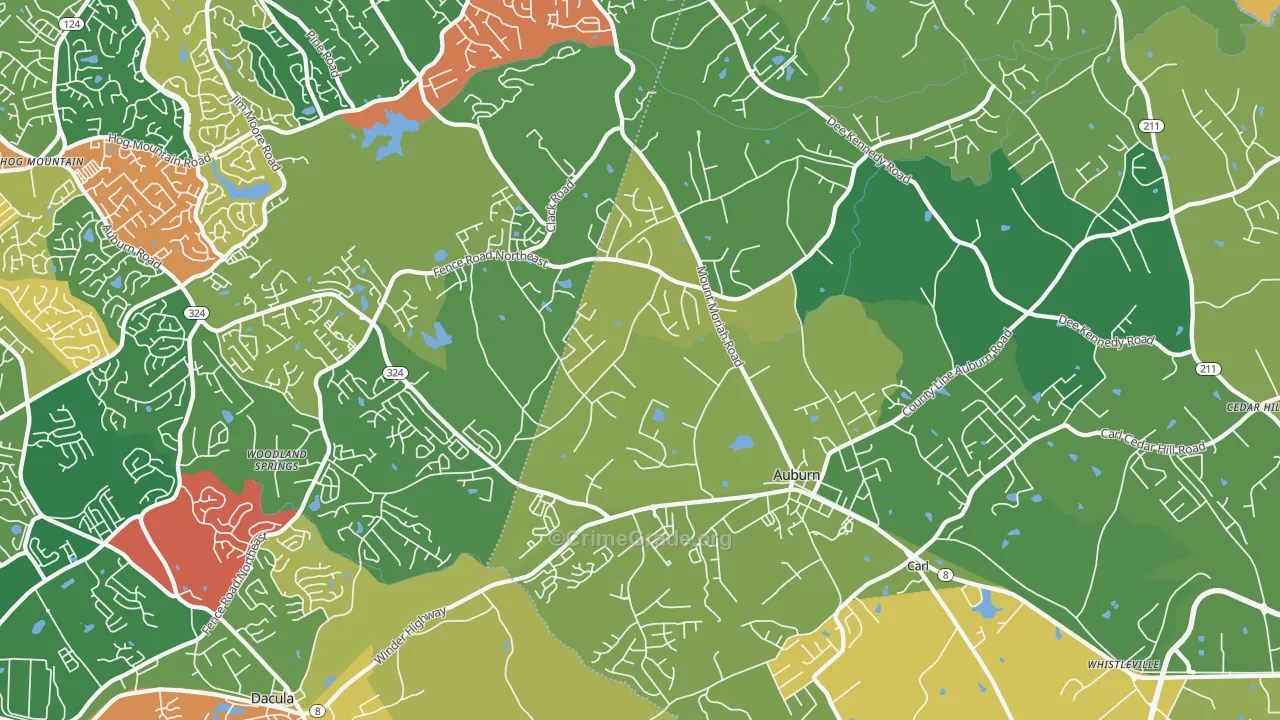 Auburn, GA Map of Vandalism Rates