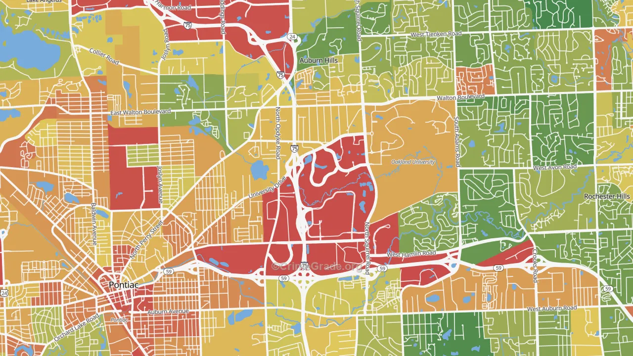 Auburn Hills, MI Map of Vandalism Rates