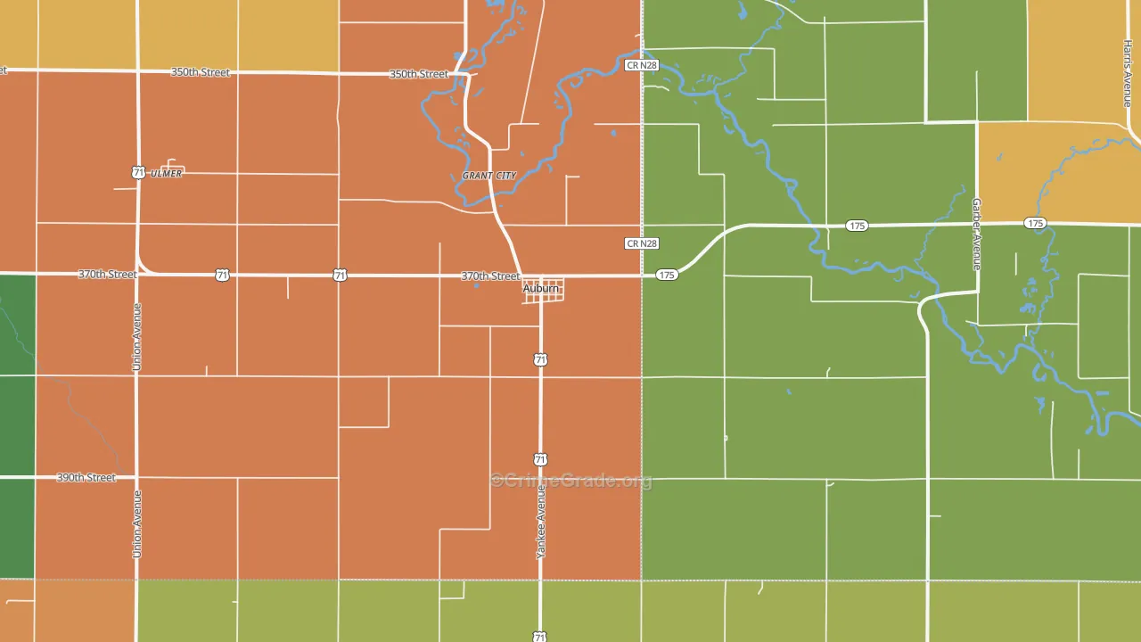 Auburn, IA Map of Vandalism Rates