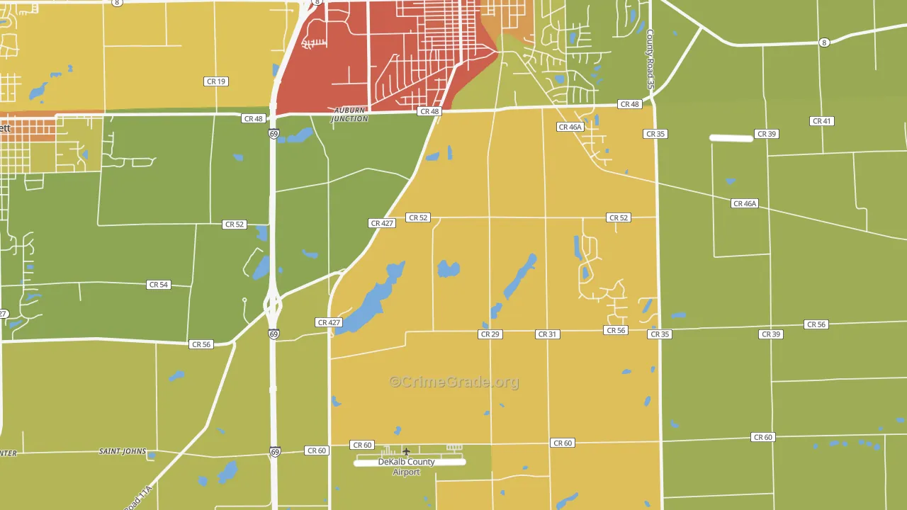 Auburn Junction, IN Map of Vandalism Rates