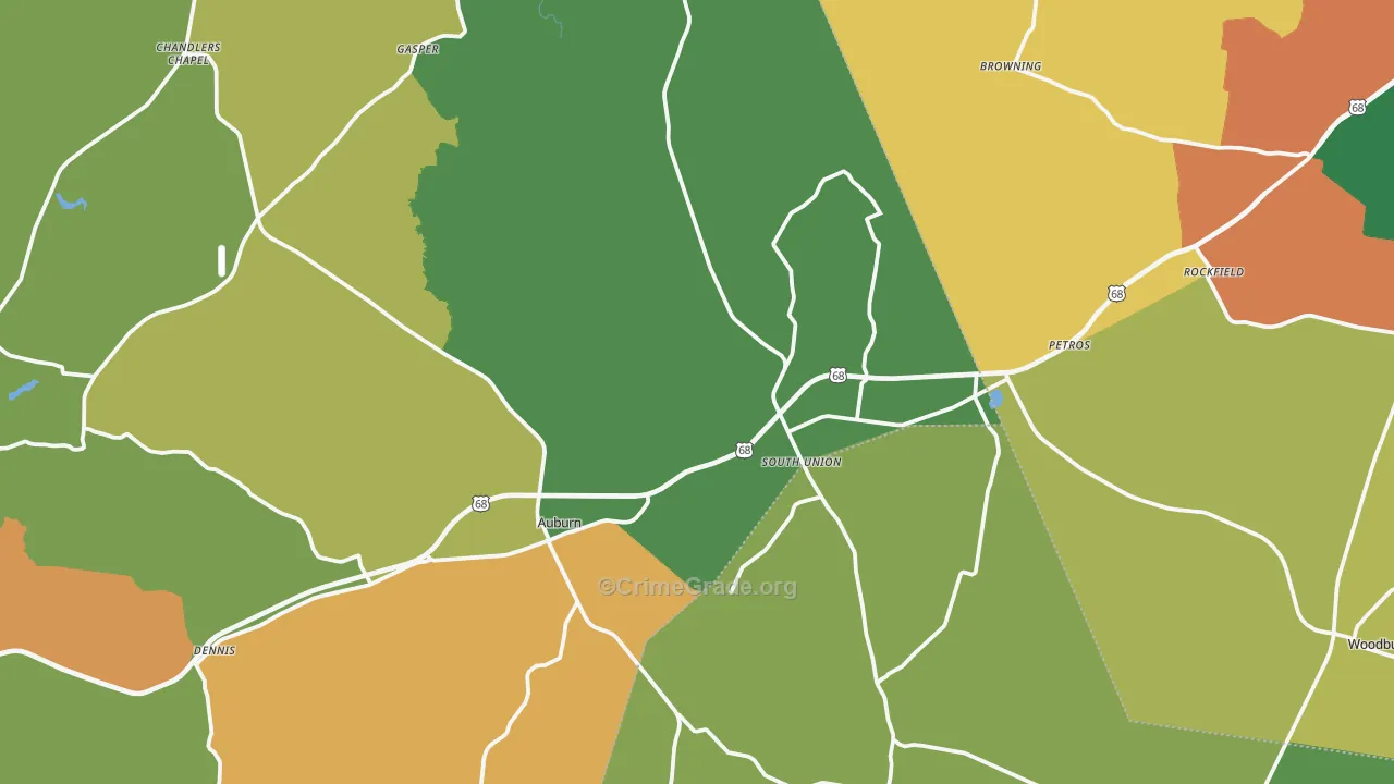 Auburn, KY Map of Vandalism Rates