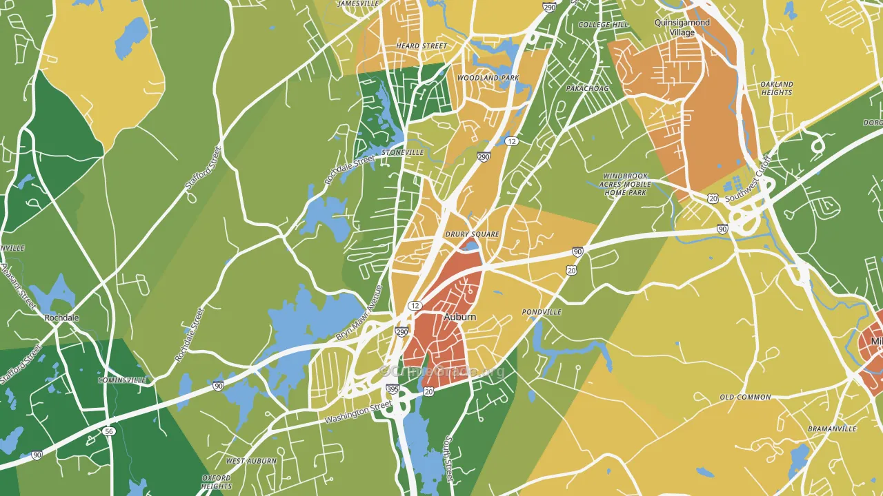 Auburn, MA Map of Vandalism Rates